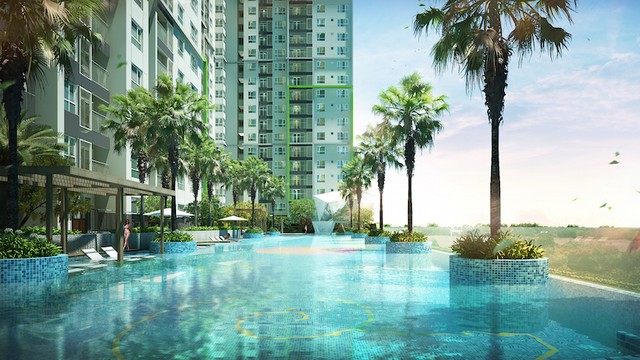 Bể bơi vô cực tại chung cư Seasons Avenue Mỗ Lao